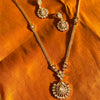 Gold Tone Polki Pendant Necklace Set