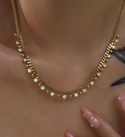 Gold Plated Crystal Chain Necklace