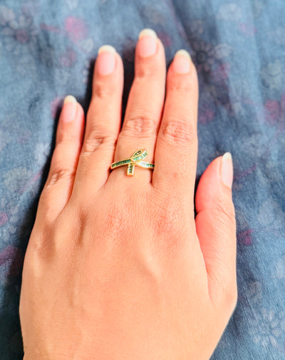 Gold Plated Emerald Knot Ring