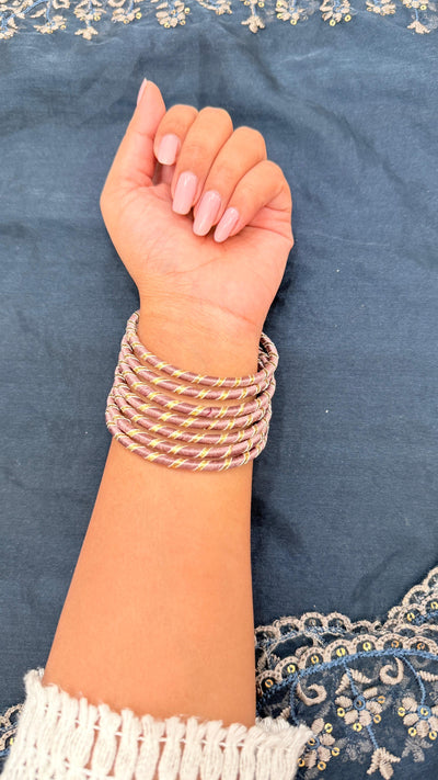 Lavender Fabric Bangles - 2.4 size (Set of 7)