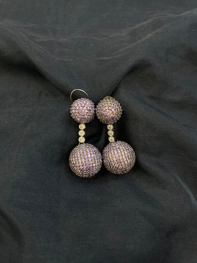 Purple Studded Ball Danglers