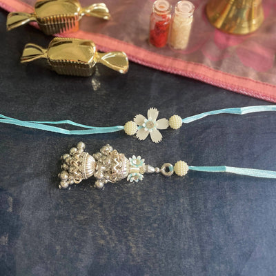 Flower Rakhi and Lumba Set
