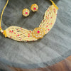 Red Gold Tone Pearls Choker Necklace Set