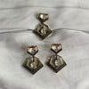 Blue Gold Tone Polki Earrings with Pendant