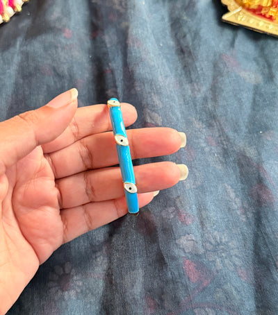 Blue Enameled Evil Eye Cuff