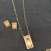 Pink Polki Pendant and Earrings Set