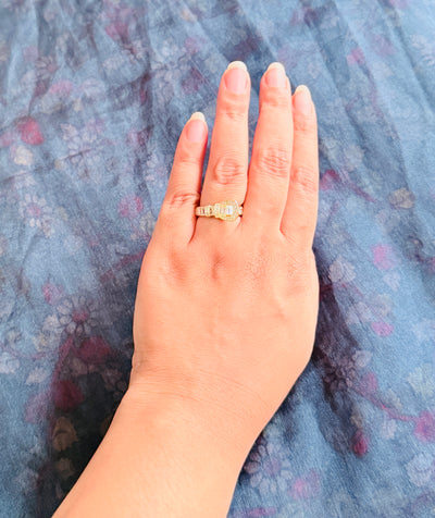 Gold Plated CZ Buckle Ring