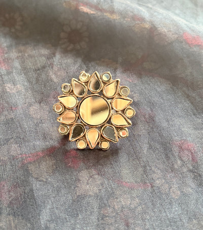 Mirror Oxidised Adjustable Ring