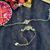 Green Kundan Rakhi & Lumba Set
