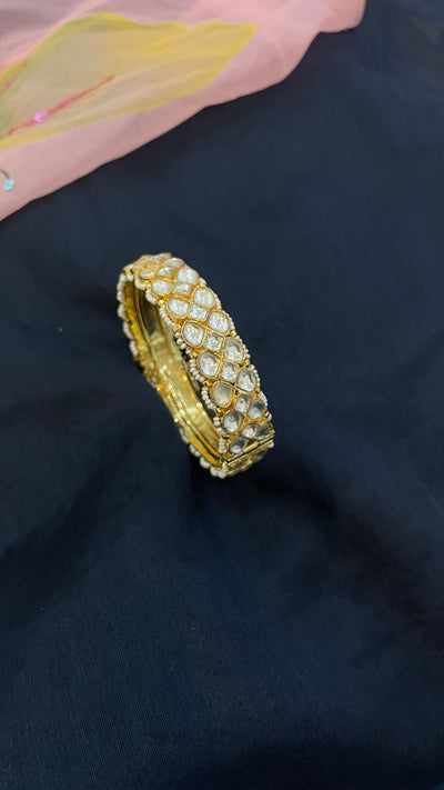 Gold Tone Polki Kada (Size 2/4)