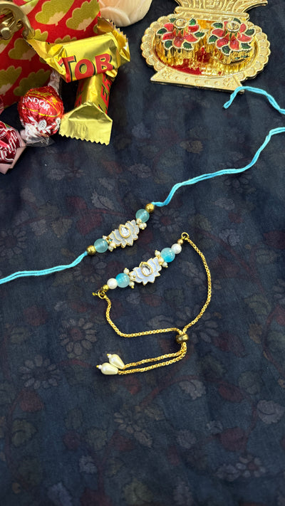 Aqua Lotus Rakhi & Lumba Set