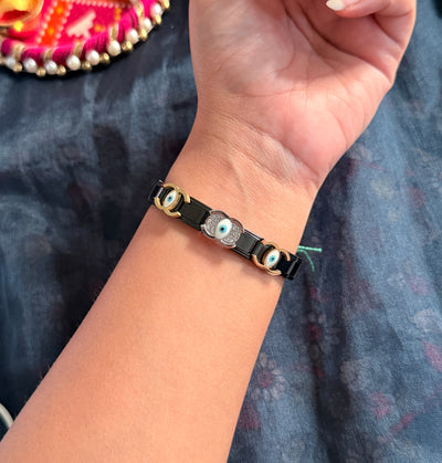 Black Evil Eye Italian Stretchable Bracelet