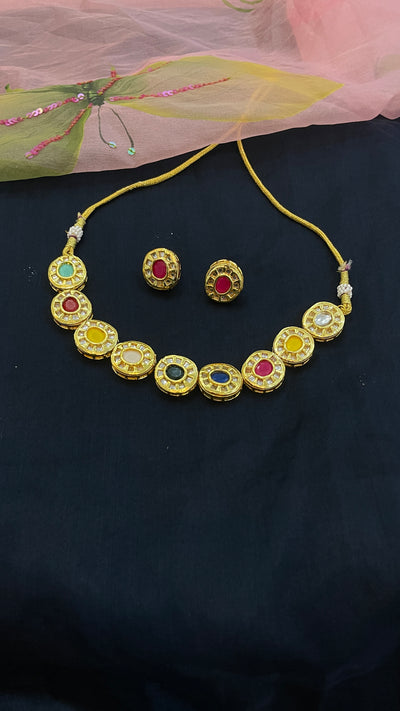 Multicolor Gold Tone Necklace Set