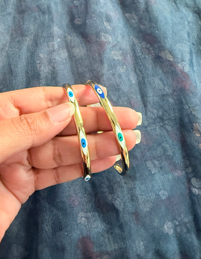 Gold Tone Evil Eye Cuff Bracelet