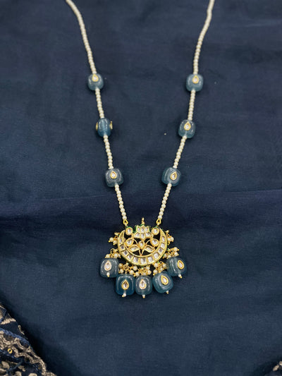 Navy Kundan & Stone Necklace