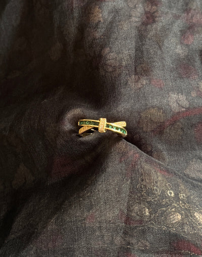 Emerald & CZ Knot Ring