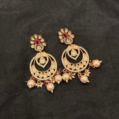 Vartika Ruby Polki Chandbali Earrings