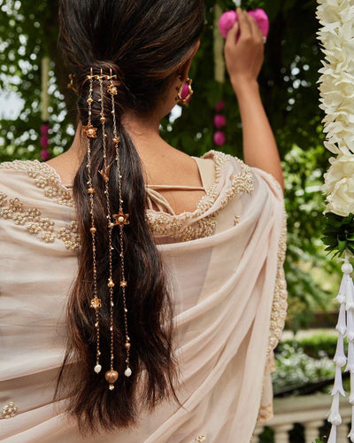 Gold Tone Brass Gajra Hair Chain