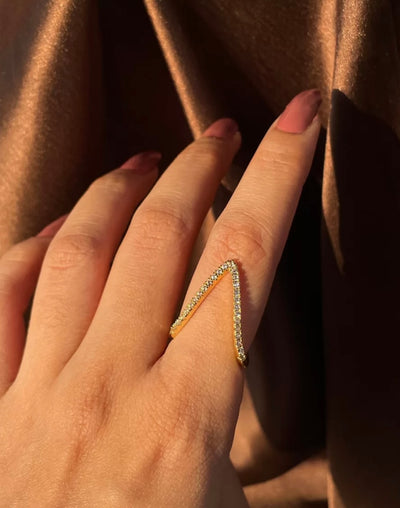 Gold Plated Studded V-Ring