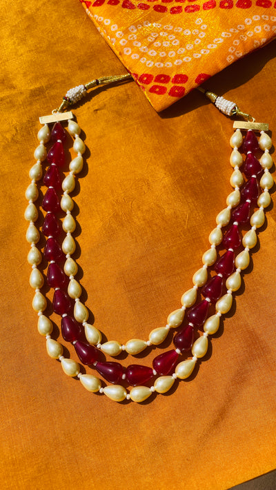 Pearl Layered Necklace with Jade Stones