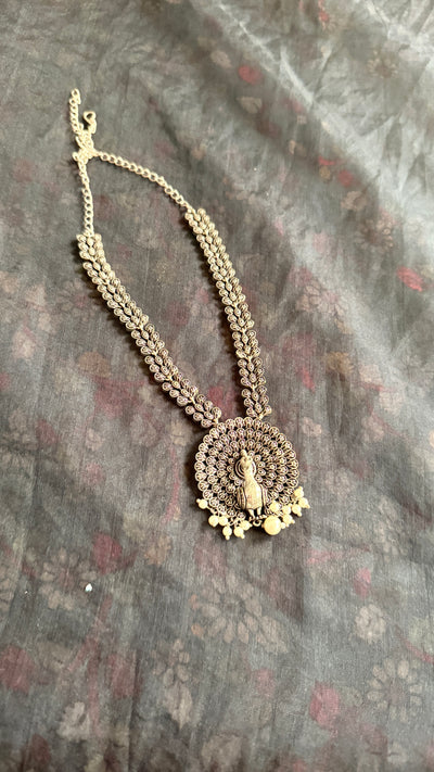 Peacock German Silver Oxidised Necklace