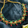 Red Green Gold Tone Lotus Necklace