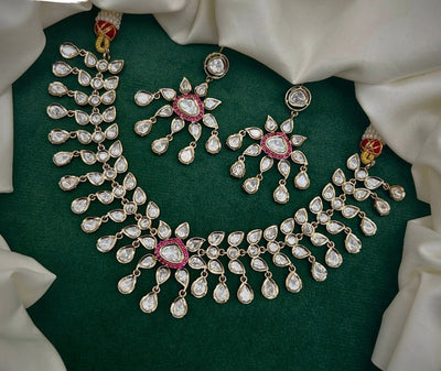 Sharanya Ruby Kundan Necklace Set with Earrings
