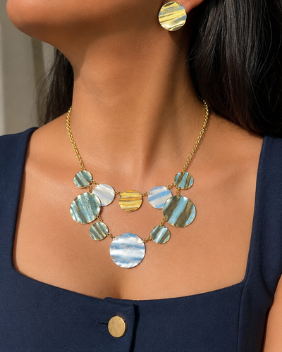 Dual Toned Brass Necklace Set