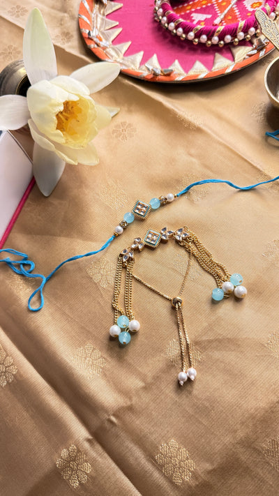 Kundan Rakhi and Kashmiri Lumba Bracelet Set
