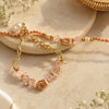 Peach Rakhi and Lumba Bracelet Set