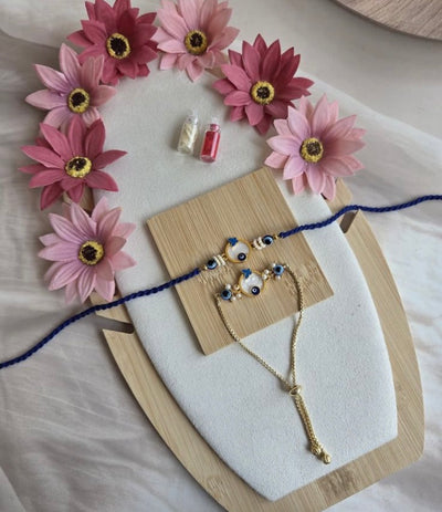 Evil Eye MOP Rakhi and Lumba Set