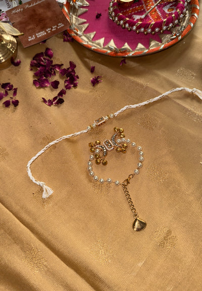 Kundan Rakhi and Lumba Bracelet Set