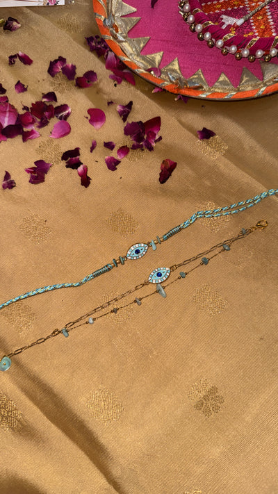 Evil Eye Rakhi and Bracelet Lumba Set