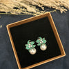 Sarika Green Silver Tone Pearl Earrings