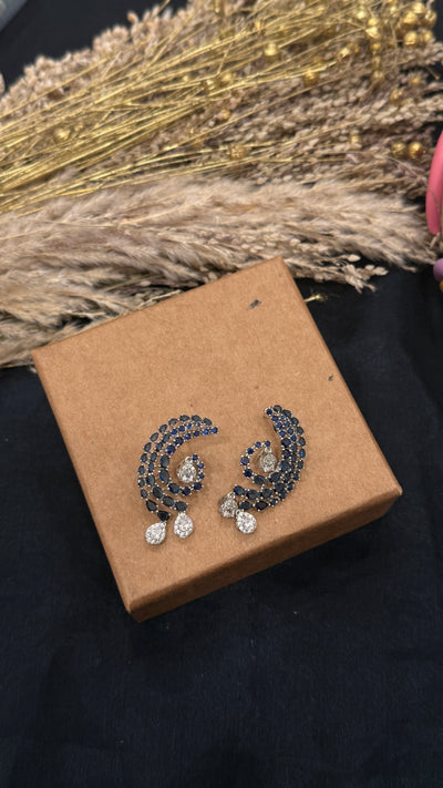 Kavita Blue Silver Tone Earrings