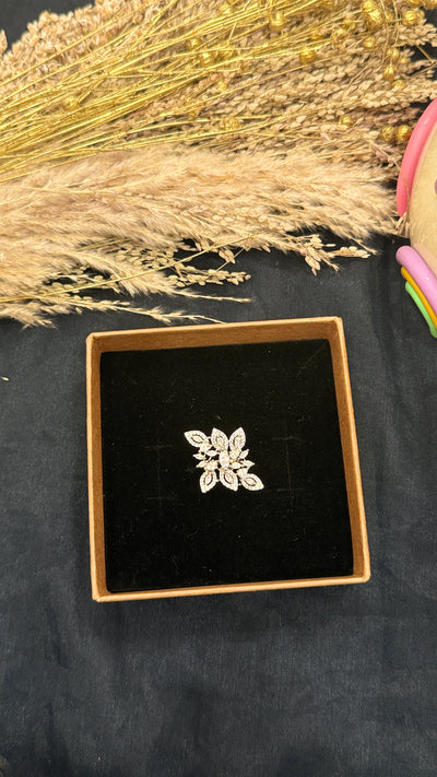 Kavya Silver Tone AD Ring- Adjustable