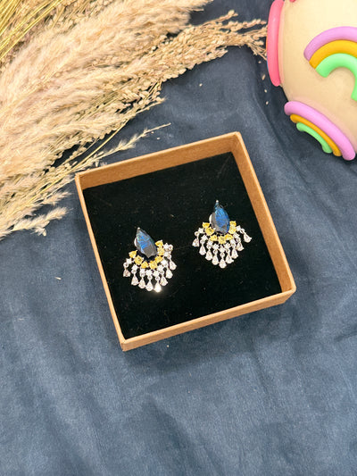 Surbhi Blue Yellow Silver Tone Earrings