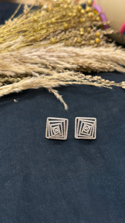 Pihu Silver Tone Stud Earrings