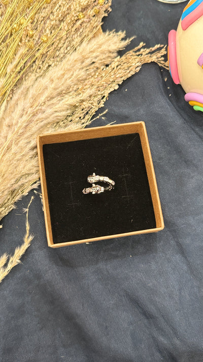 Jhalak Silver Tone AD Ring- Adjustable