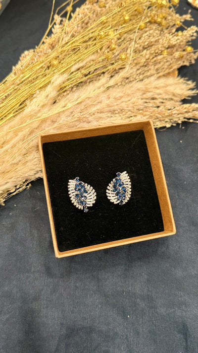 Anushka Blue Silver Tone Ad Earrings
