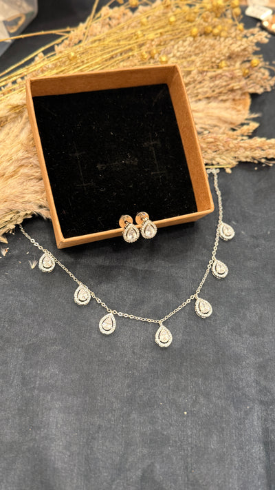 Charu Silver Tone Necklace with earrings