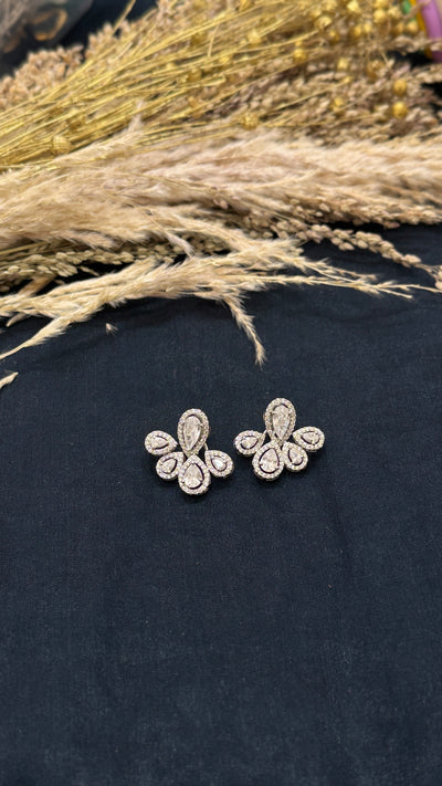 Aastha Silver Tone AD Earrings