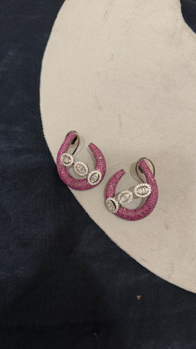 Ridhima Red Silver Tone  Earrings