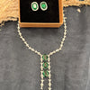 Neha Green Silver Tone AD Necklace with earrings