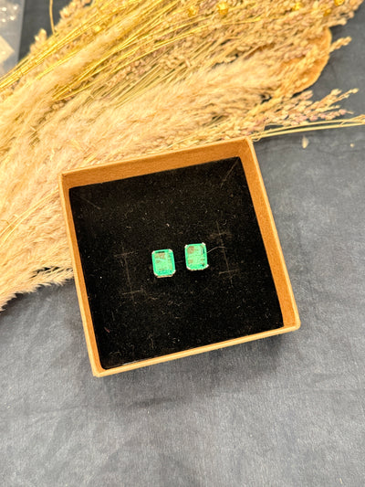 Ishita Green Silver Tone AD Earrings
