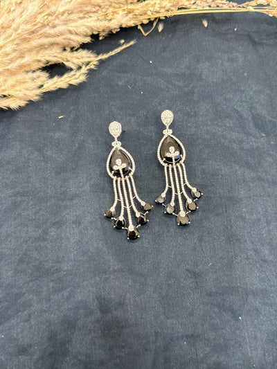 Manisha Black Silver Tone Earrings