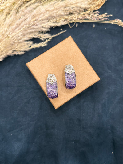 Simran Purple Silver Tone Hoop Earrings