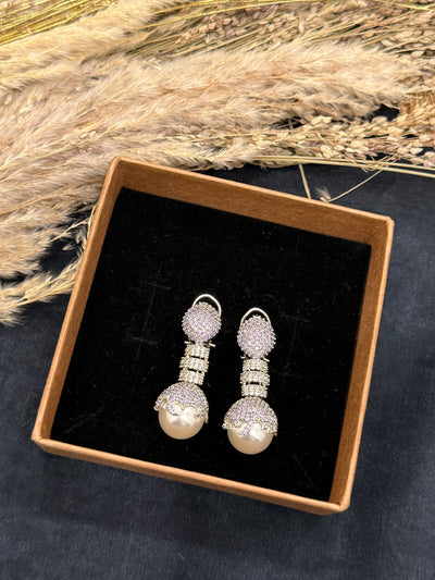 Geeta Lavender Silver Tone Earrings