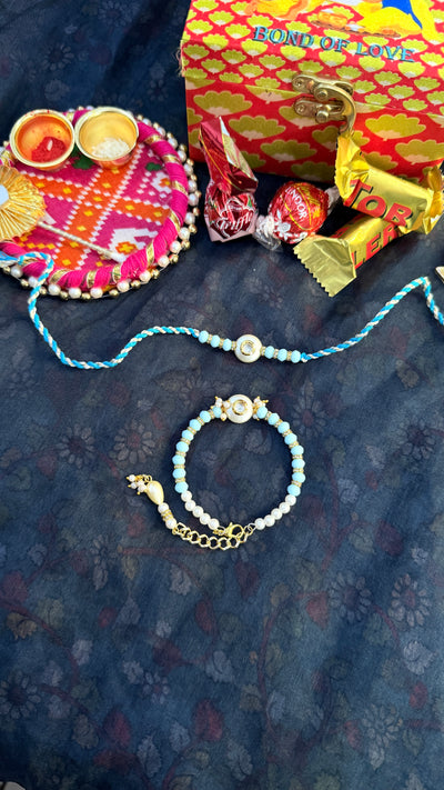 Firoza Pearl Rakhi and Lumba Set
