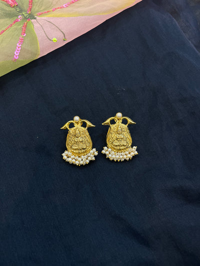 Gold Tone Antique Polish Temple Earrings